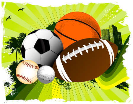 Sport balls cityのイラスト素材