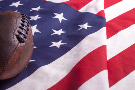 Football on USA flag, freedom country symbol of liberty