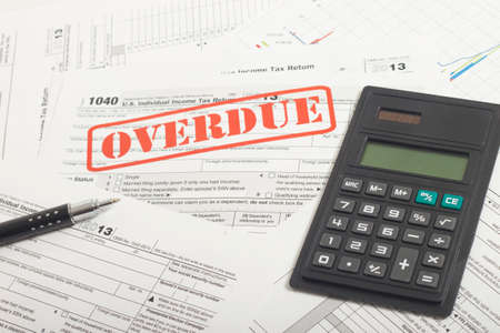 Close up U.S. taxes papersの写真素材