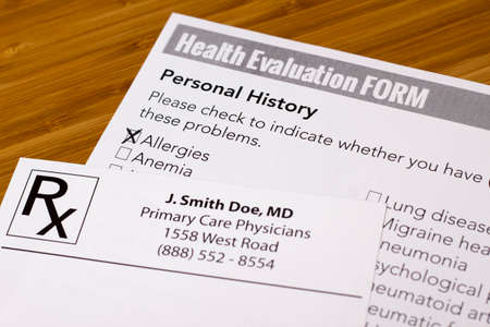 Health Evaluation Form with allergies checkの写真素材