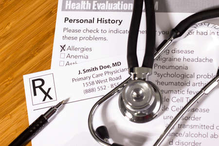 Health Evaluation Form with allergies checkの写真素材