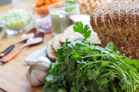 Chickpea Sandwiches with garlic sauceの写真素材