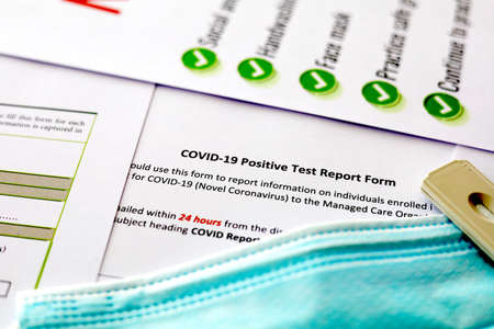 Covid 19 Positive Test Report Form With Medical Equipment