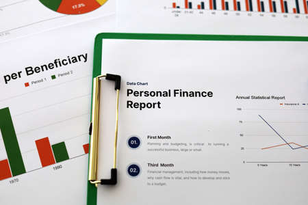 Presentation Personal Finance Report Spreadsheet Plannnig Statisticsの写真素材