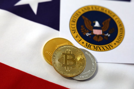 Crypto currency regulation market virtual bank and moneyの写真素材