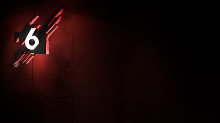 Layout Template Number 3D Motion Graphics Design Red Background Sixの写真素材