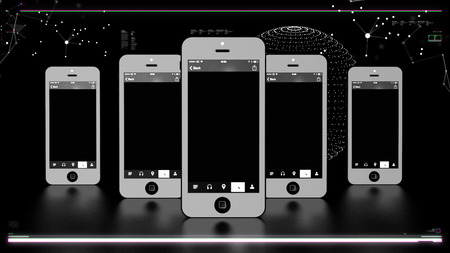 Futuristic telecommunication web, TV, mobile and video elements