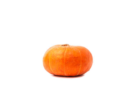 Orange pumpkin isolated on white backgroundの写真素材