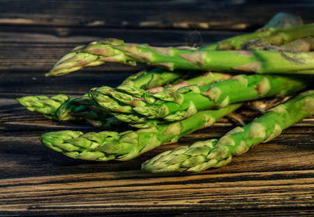 asparagus on wooden backgroundの写真素材
