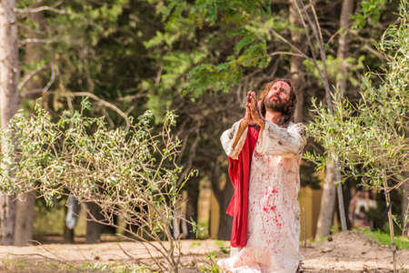 Claromeco, Buenos Aires, Argentina - March 26, 2016: Live representation of the Via Crucis in Claromeco, Buenos Aires, Argentinaのeditorial素材