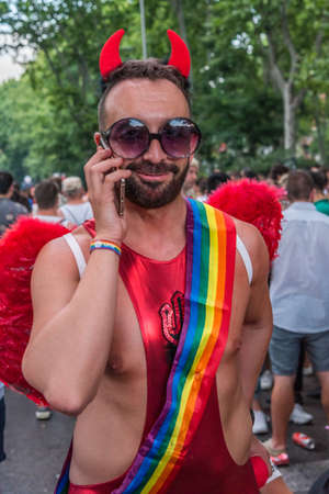 Madrid, Spain - July 06, 2019: in Madrid, Gay pride day celebrations.のeditorial素材