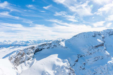 Landscape of snow-capped mountains in the Diablerets glacier 3000 meters above sea level in...