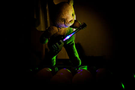 guitarist bear toy rocking on