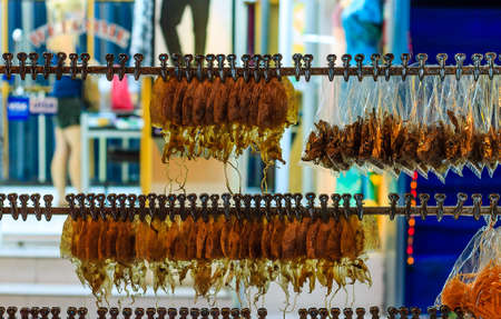 dried squid hang on the line