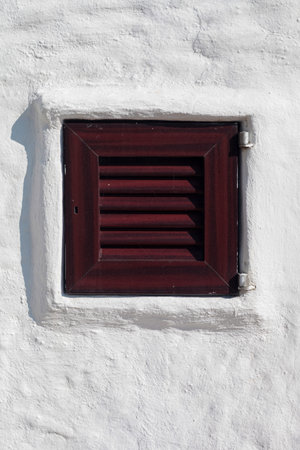 close up of a typical house of menorca made of lime and woodの写真素材