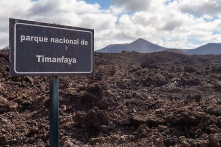 A sign on a hiking trail on the island of Lanzaroteの写真素材