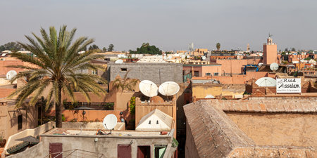 Panoramic view of a roof of Marrakech, Morocco, Africa