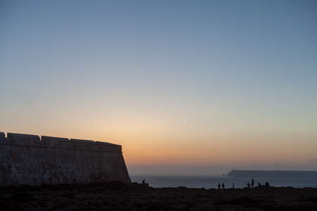 Sunset at the entrance to the Sagres Fortress.の写真素材