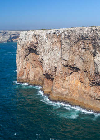 Aerial view of the cliffs of Cape St. Vincent, Portugal.の写真素材