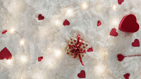 Gift box for valentines day. Vertical shoot on the caprtの写真素材