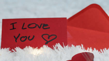 Close up of Valentine's Day Letter Of Love on the white carpetの写真素材