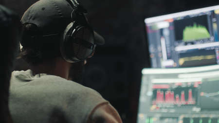 Dj producer is mixing a new music trackの写真素材