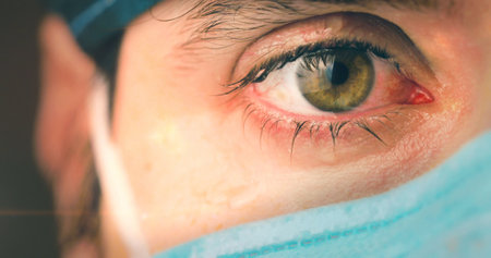 Eyes of a crying doctorの写真素材