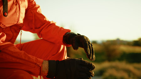 Gloved Astronaut Hands Shake Off The Dust Slow Motionの写真素材