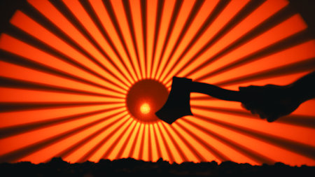 Hand with axe silhouette for Japanese horror Halloween night