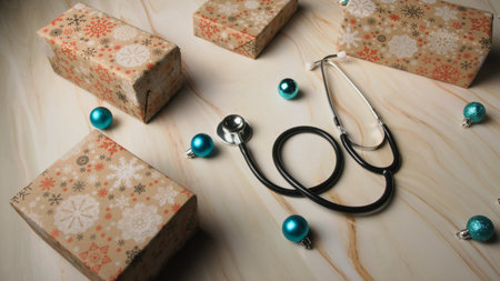 Doctor Goes on Holiday for Christmas Vacationの写真素材