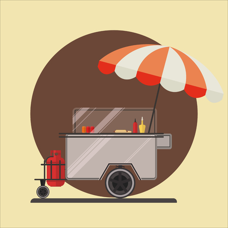Hot dog street car icon.Vector illustration.のイラスト素材