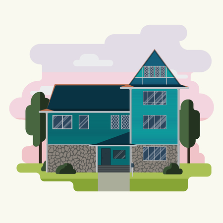 Vector illustration of colorful flat house.のイラスト素材