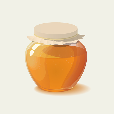 Glass jar of honey. vector illustrationのイラスト素材