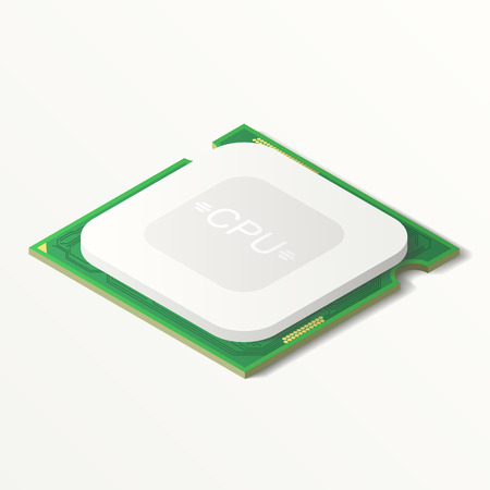 Central processing unit Isolatet on white background. Flat style isometric.のイラスト素材