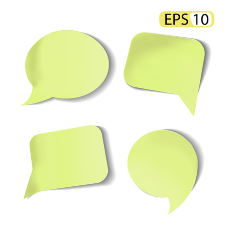 Set of green Stick Speech Bubbles Isolated.のイラスト素材