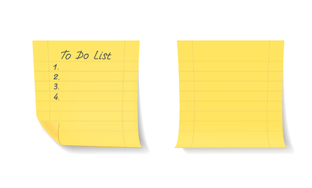 Yellow stick notes isolated on white background. To do list.のイラスト素材
