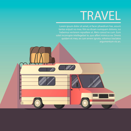 Vector flat illustration on the theme travel, road trip.の写真素材