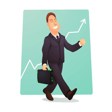 A successful business man with a full suitcase of money. Businessman vector concept.のイラスト素材