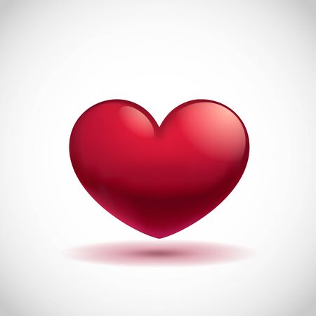 Vector Red 3d valentine heart icon, realistic illustration for Valentines Dayのイラスト素材