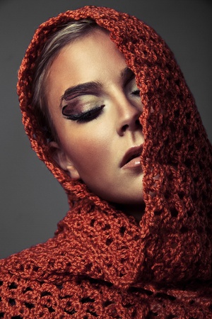 Portrait of a young beauty Arab woman with beautiful makeupの写真素材