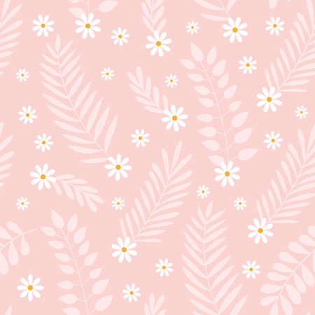 Pink bloom flowers seamless vector pattern. Isolated illustration for wrapping paper, fabric, textile.のイラスト素材