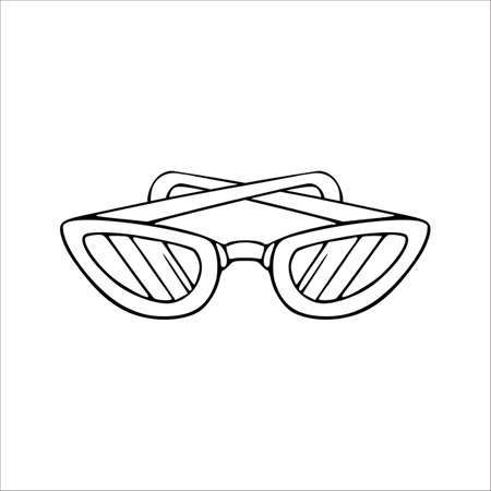 Sunglasses doodle vector icon isolated. Hand drawn summer eyewear sketch illustration.のイラスト素材