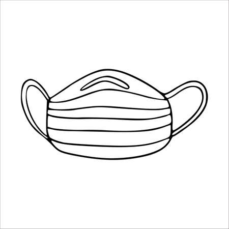 Medicine mask doodle icon. Hand drawn sketch illustration of protection viruses. Vector isolated graphic.のイラスト素材