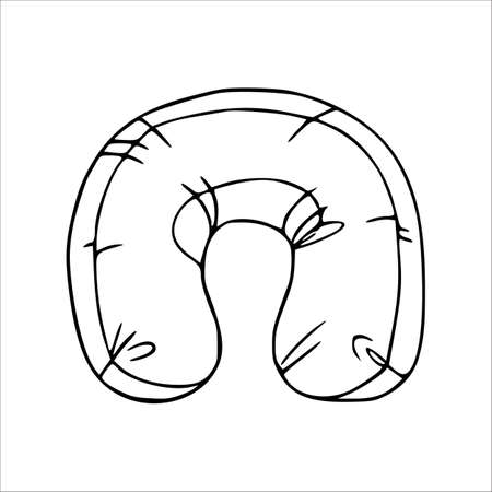 Neck pillow doodle icon. Vector hand drawn travel cushion isolated illustration.のイラスト素材