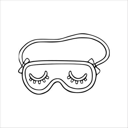 Sleeping mask doodle icon. Vector accessory for sleep at trip isolated sketch.のイラスト素材