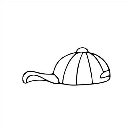 Summer cap doodle vector icon. Baseball hat isolated illustration.のイラスト素材