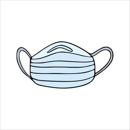 Medicine mask cartoon doodle icon. Hand drawn sketch illustration of protection viruses. Vector isolated graphic.のイラスト素材