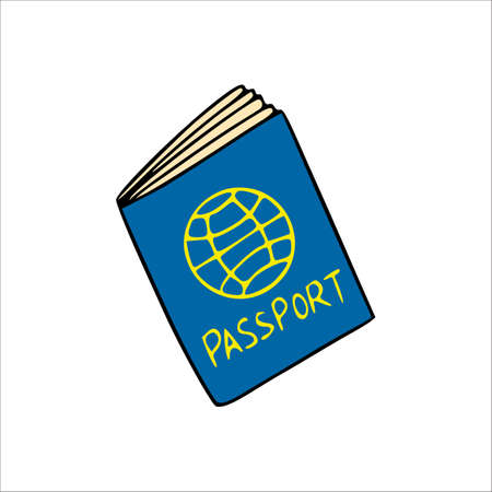 Passport cartoon vector icon. Hand drawn sketch document. illustration.のイラスト素材