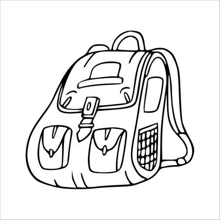 Backpack for travel doodle sketch icon. Vector isolated illustration of casual baggage.のイラスト素材