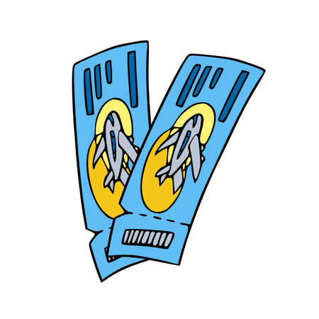 Air tickets cartoon icon vector. Hand drawn doodle with airplaines travel document.のイラスト素材